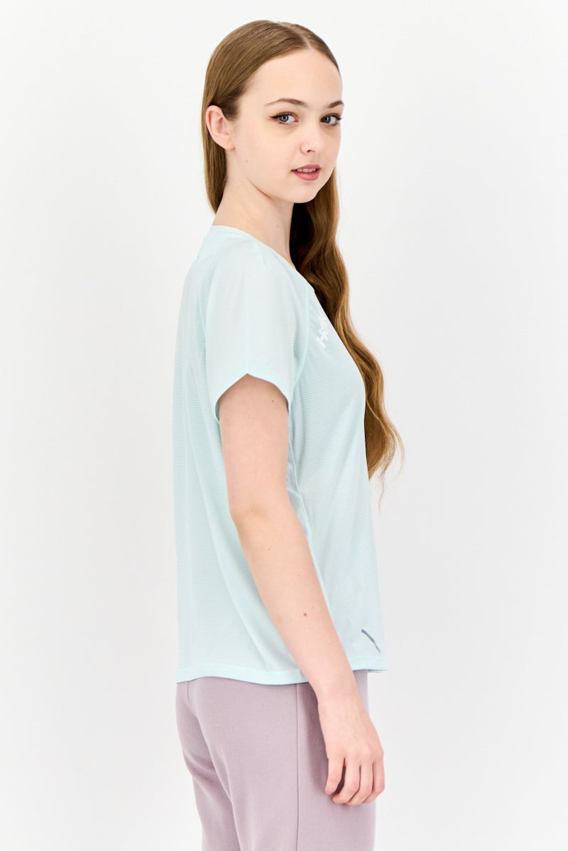 Hoka تي شيرت رياضي نسائي بأكمام قصيرة، لون أخضر نعناعي - Image 4